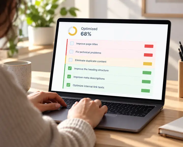 Seobility-Dashboard zur Website-Optimierung mit Fortschritt bei SEO-Aufgaben